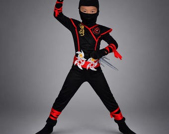Disfraz de ninja de lujo para niños, atuendo de kung fu, ideas de regalo para Halloween.