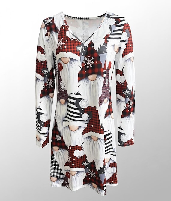 gnome christmas dress Christmas Gnome Print Dress | Women’s Holiday Tunic