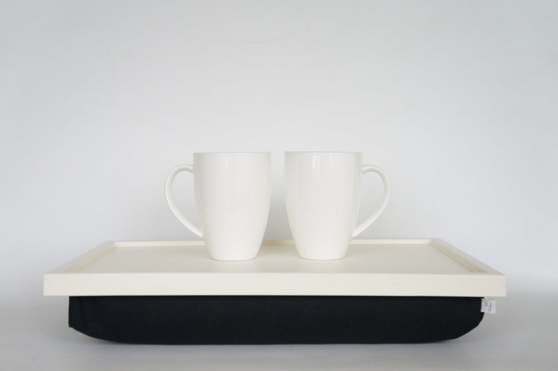 Cushioned tray, Lapdesk, Laptop Lap tray or Breakfast serving Tray with pillow Black classic image 3