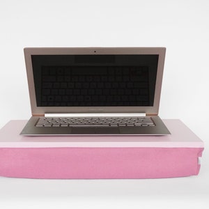 Home office Lap desk with comfortable pillow for laptop in lap pink with natural thick wool mix pillow image 1