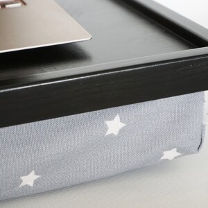 Lap tray or Laptop Lap Desk off white with star graphic pattern pillow in grey and white image 8