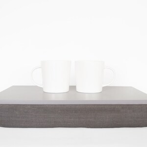 Breakfasts in bed serving tray, Laptop Lap Desk dark grey tray with Dark Grey linen Pillow image 4