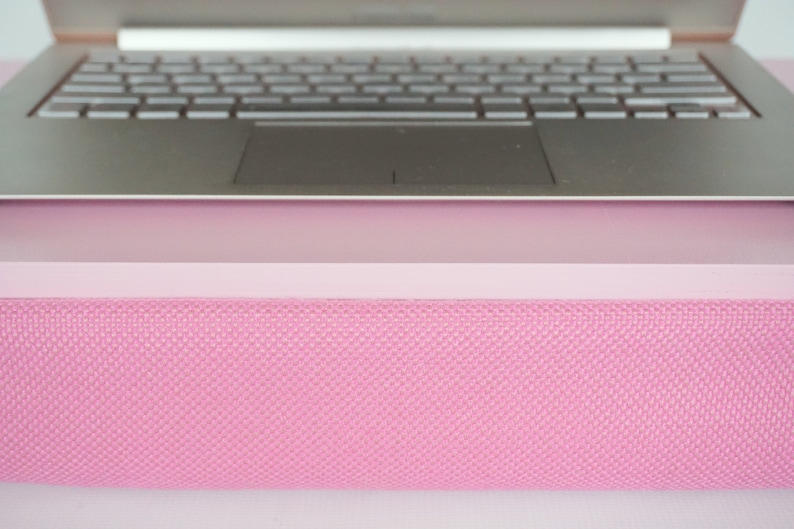 Home office Lap desk with comfortable pillow for laptop in lap pink with natural thick wool mix pillow image 2