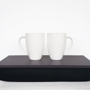Bean Bag tray, Stable table, iPad stand or wooden Breakfast in Bed serving Tray dark grey tray with black Pillow image 1