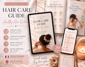 Hair Care Guide PDF by a Professional Hairdresser | Healthy Hair Routine | Natural Hair Care eBook | Checklist Tracker | FR & EN