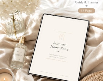 Summer Home Reset Planner, Printable Cleaning Checklist, Home Fragrance Guide, 55 Page Digital Download, Slow Living Home Reset PDF