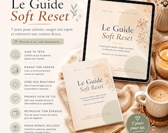 Soft Reset Workbook 7 Day Reset | Self-Care Planner Printable | Soft Life Wellness Guide | Wellness Journal PDF French English