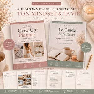 Soft Life Glow Up Bundle PDF | Reset Guide & Planner | Self Care Journal, Budget Planner, Vision Board Habit Tracker | FR/EN Digital Product