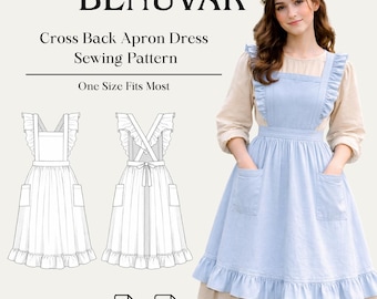 Cross Back Apron Dress Sewing Pattern PDF | A4  | Bonus Pattern Included