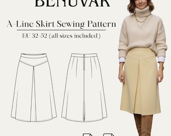 A-Line Skirt Sewing Pattern PDF | Eu 32–52 Us 0–20 | A4 | Bonus Pattern Included