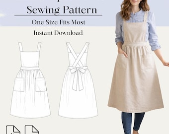 Minimal Apron Dress Sewing Pattern PDF | A4 and Us Letter | Bonus Pattern Included