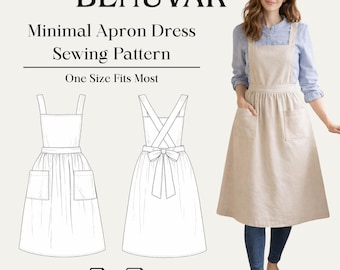 Minimal Apron Dress Sewing Pattern PDF | A4 | Bonus Pattern Included