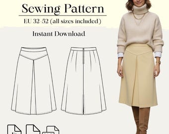A-Line Skirt Sewing Pattern PDF | Eu 32–52 Us 0–20 | A4 Us Letter | Bonus Pattern Included