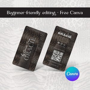 Animal Print Nail Tech Business Card Template | QR Code Canva Editable – Leopard Glam Luxury Beauty Branding Card - Beginner-friendly