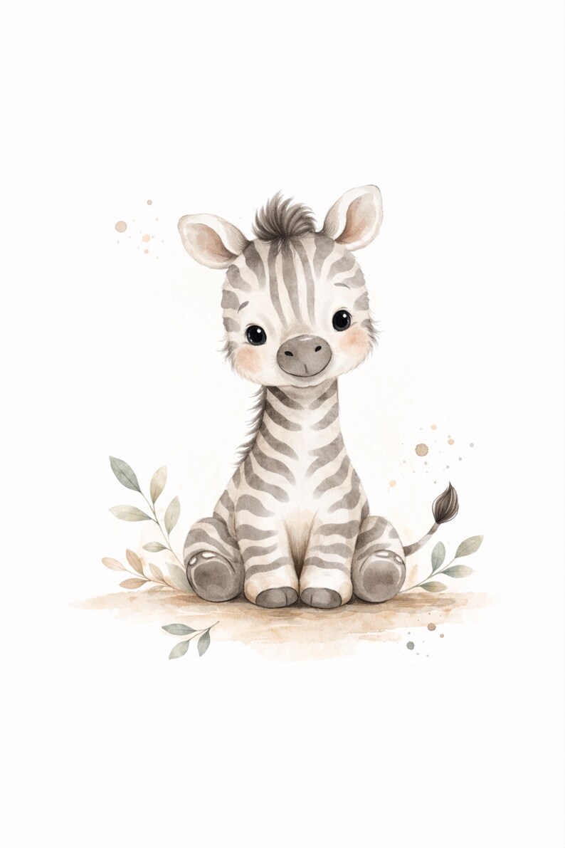 Safari Nursery Wall Art Printable Set of 4, Neutral Baby Animal Nursery ...