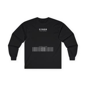 SYNDER barcode graphic Long Sleeve Tee | minimalist barcode chest print