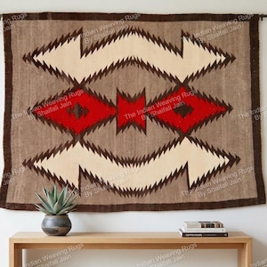 Tapete Navajo de lã tecido à mão, padrão do sudoeste americano, estilo nativo americano, tapete mexicano Two Gray Hills, decoração para escritório ou cabana, presente ideal para ela.