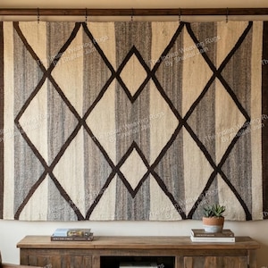 Tapete Navajo de lã tecido à mão, 1,20 x 1,80 m, padrão do sudoeste americano, estilo nativo americano, tapete mexicano, decoração para casa ou fazenda, presente de casamento, feito sob encomenda.