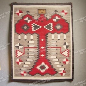Alfombra Navajo de lana tejida a mano de 4 x 6 pies, estilo Yei Bi Chei, alfombra tribal con tapiz de hombre con alas, alfombra decorativa de pared, alfombra decorativa para el hogar, alfombra hecha a pedido
