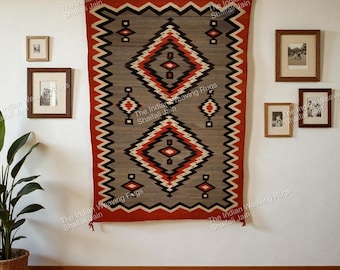 Handwoven Wool Navajo Rug Southwestern Pattern Wall Hanging Two Gray Hills Mexican Rug Women's Day Gift Home Decor Zapotec Rug Free Shipping