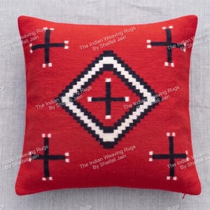 Par de fundas de cojín de alfombra navajo de lana tejida a mano de 56 x 56 cm, diseño del suroeste, estilo nativo americano, mexicano, diseño de dos colinas grises.