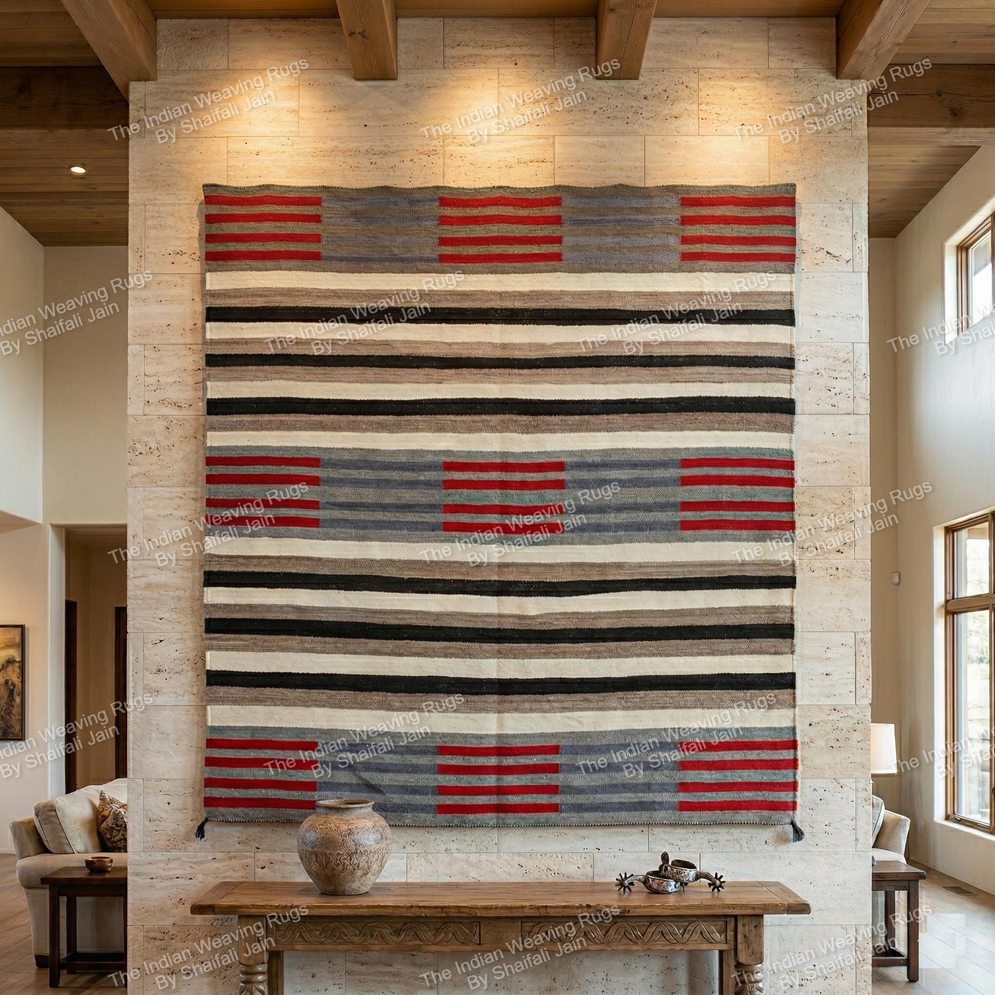 8x8 Handwoven Wool Square Navajo Rug Southwestern Pattern Native ...