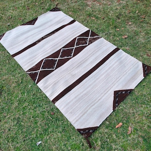 Tapete Navajo de lã tecido à mão, 1,5 x 2,4 m, padrão do sudoeste americano, estilo nativo americano, decoração mexicana, tapete de designer para decoração de fazenda ou escritório.