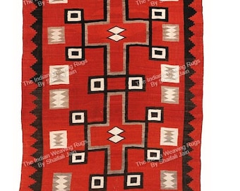 5x8 Ft Handwoven Wool Navajo Rug Southwestern Pattern Reversible Two Gray Hills Rug Home Decor Mexican Rug New Year's Gift Free Shipping