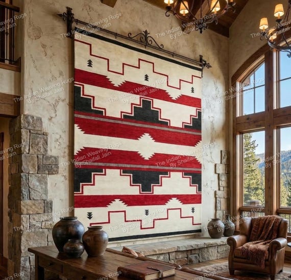 Handgewebter Navajo-Wollteppich (3 x 4,2 m, Sondergröße), mexikanischer Teppich für Zuhause, Landhaus oder Büro, Zapotec-Teppich nach Maß