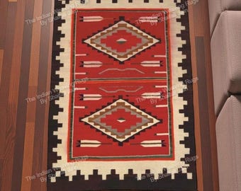 5x8 Ft Handwoven Wool Navajo Rug Southwestern Pattern Reversible Two Gray Hills Rug Home Decor Mexican Rug New Year's Gift Free Shipping