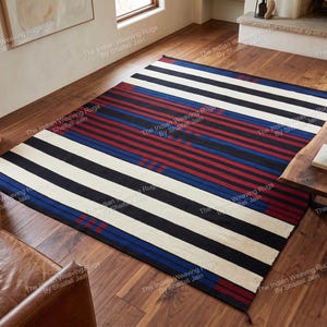 8 x 8 handgeweven wollen vierkant Navajo-tapijt zuidwestelijk patroon Mexicaans tapijt in inheemse Amerikaanse stijl, Zapotec-tapijt voor thuis of op kantoor op bestelling gemaakt