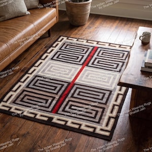 Tappeto Navajo in lana tessuto a mano, 244 x 305 cm, motivo sud-occidentale, stile nativo americano, tappeto messicano, decorazione per corridoio o camera da letto, tappeto zapoteco per inaugurazione della casa.