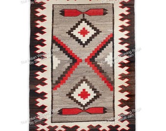 5x8 Handwoven Wool Navajo Rug Southwestern Pattern Wall Hanging Rug Two Gray Hills Rug Home Decor Mexican Rug Christmas Gift Free Shipping