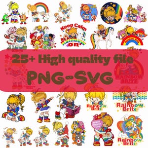 Paquete PNG SVG de dibujos animados retro de los 80, descarga digital de personajes vintage coloridos