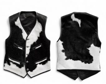 Handgefertigte Rindslederweste: Hair on Hide Western Rodeo Style Bikerweste