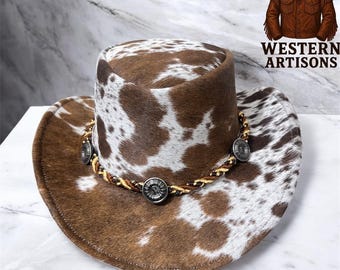 Cowboyhatt: Cowboyhatt i westernstil i kohud och läder