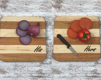 His and Hers Cherry and Maple cutting board