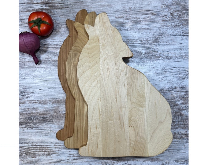 Featured listing image: Handcrafted Wolf Cutting Board: Hardwood Serving Board