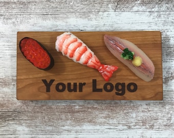 Your Logo Sushi Serving Tray Cherry and Maple construction unique natural design