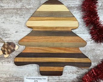 Christmas Tree Cutting Board: Mixed Hardwoods Serving Tray