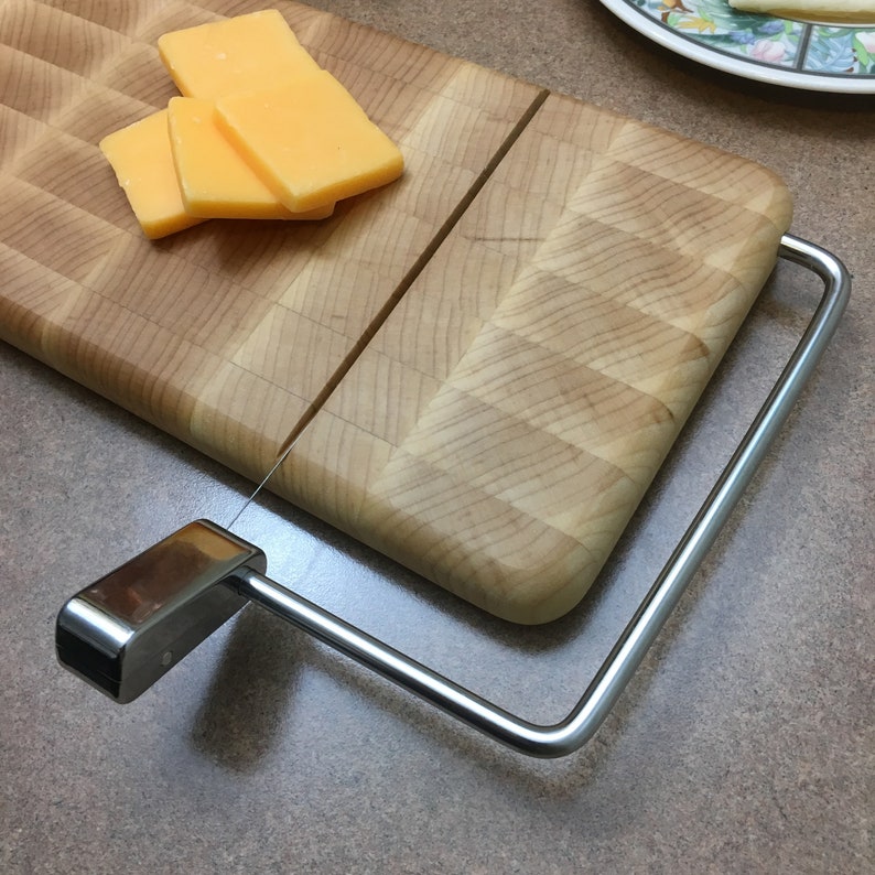 Wood and Wire cheese slicing end grain cutting board combo