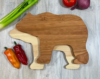 Big Bear Maple or Cherry cutting board perfect for your log cabin or any rustic retreat.