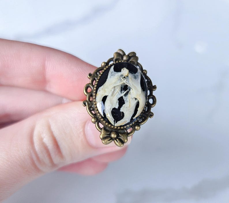 Bone Ring | Real Bone Jewelry | Gothic Ring | Oddity Ring | Witchy Ring | Real Bone Ring | Jawbone Ring | Alt Ring | Goth Ring | Curiosities image 10