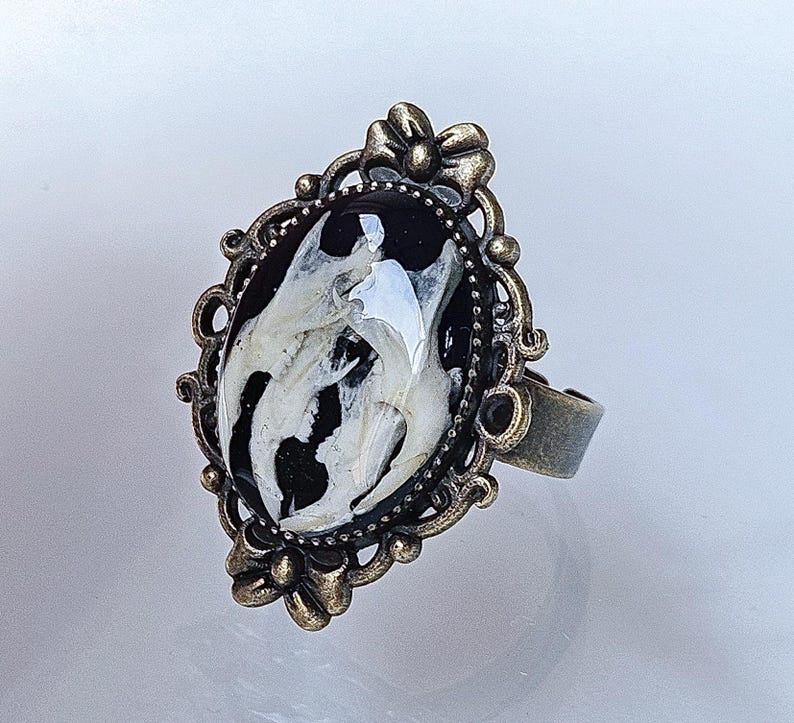 Bone Ring | Real Bone Jewelry | Gothic Ring | Oddity Ring | Witchy Ring | Real Bone Ring | Jawbone Ring | Alt Ring | Goth Ring | Curiosities Bronze