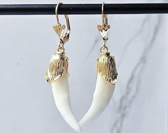 Fang Earrings | Witchy Oddities |  Dark Boho Earrings | Gift Gothic Earrings | Gothic Natural  Earrings | Oddity Jewelry