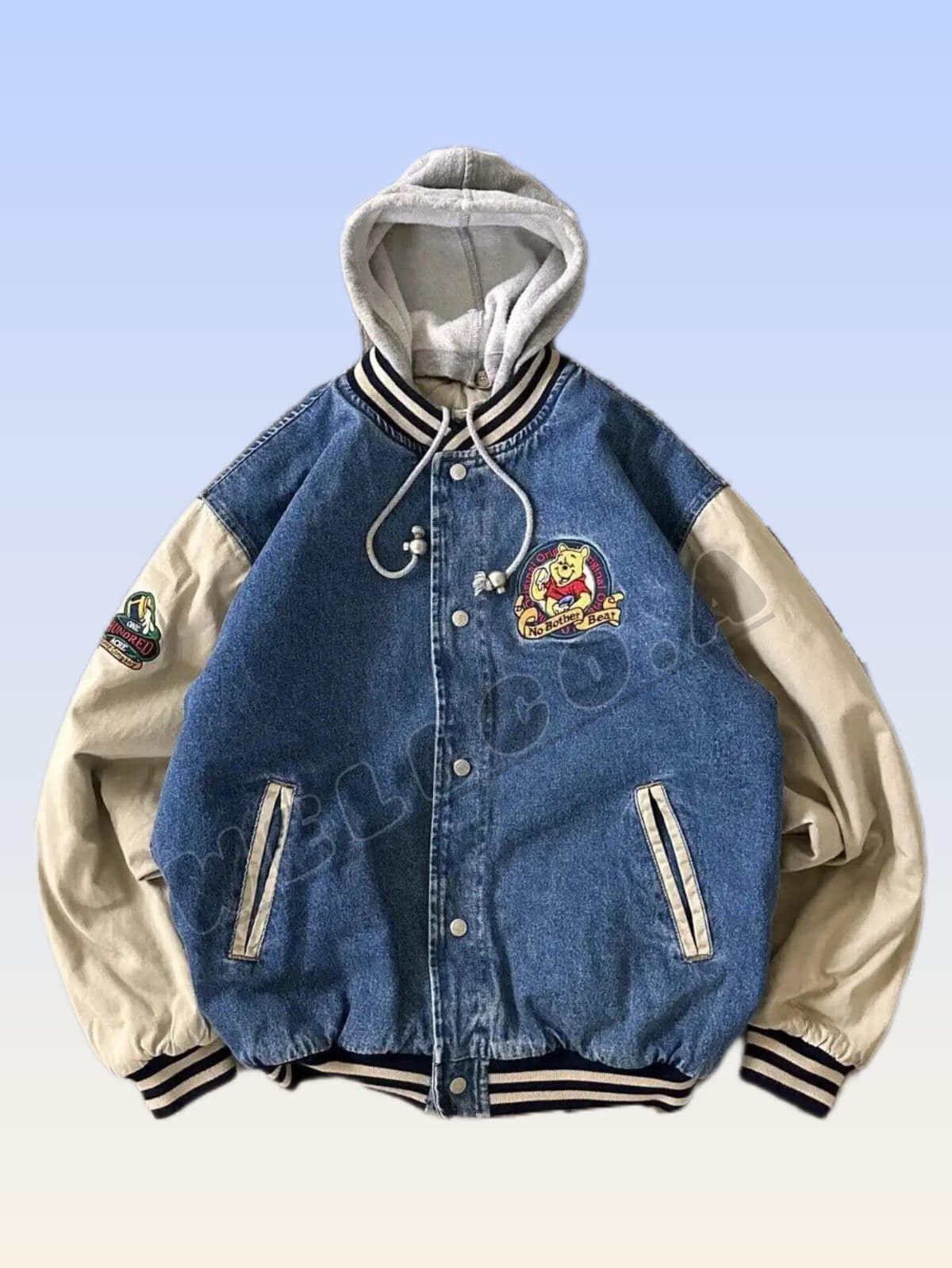 Winnie the Pooh Denim Varsity Jacket - Etsy