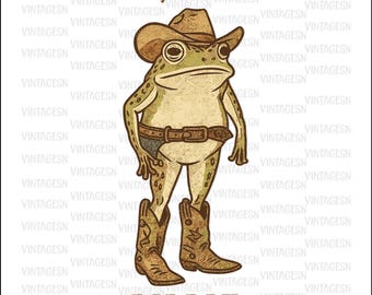 Zabawna żaba kowbojka PNG: Diddly Squat Western Humor (pobieranie cyfrowe)