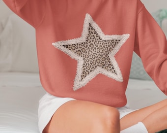 Leopard Print Star PNG Preppy Digital Design Baseball Softball Mama Leopard Cheetah Star PNG Rag Quilt