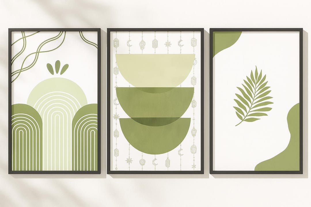 Botanical Print Set of 3 – Minimalist Green Nature Wall Art Bundle ...