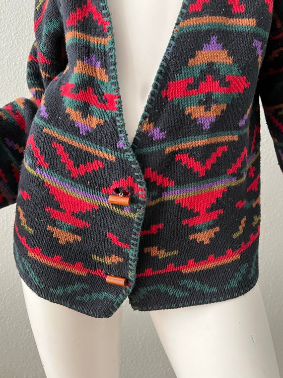 Vintage 90s Oversized SOUTHWESTERN Cotton Knit AZ… - image 7